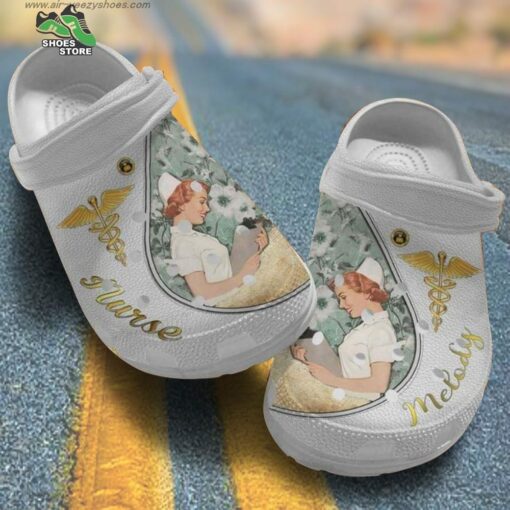 Nurse Hero Caduceus White Flower Mother’s Day Birthday For Nurse Mom Crocs Shoes