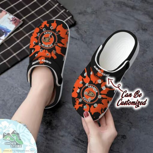 Personalized Anaheim Ducks Color Splash Clog Shoes, Hockey Crocs Shoes