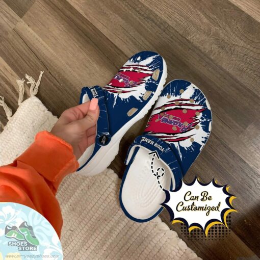 Personalized Atlanta Braves Ripped Claw Blue Clog Shoes, Baseball Crocs  Shoes