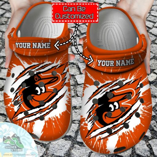 Personalized Baltimore Orioles Ripped Claw Clog Shoes, Baseball Crocs  Shoes