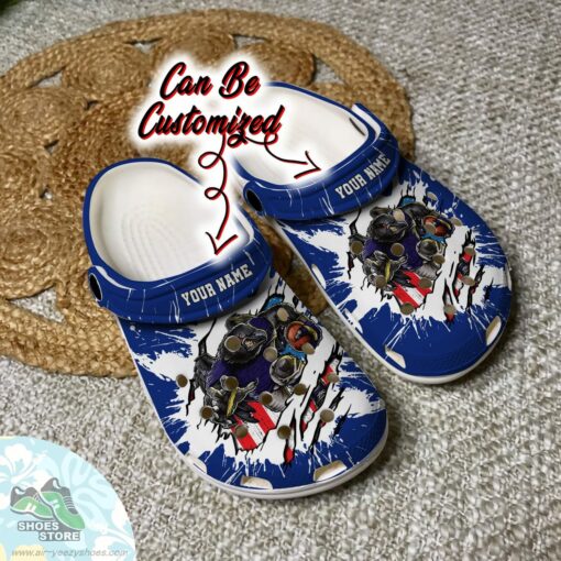 Personalized Baltimore Ravens Mascot Ripped Flag Clog Shoes, Football Crocs Shoes