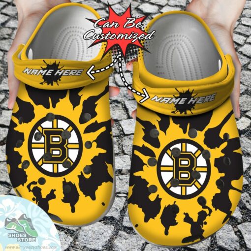 Personalized Boston Bruins Color Splash Clog Shoes, Hockey Crocs Shoes