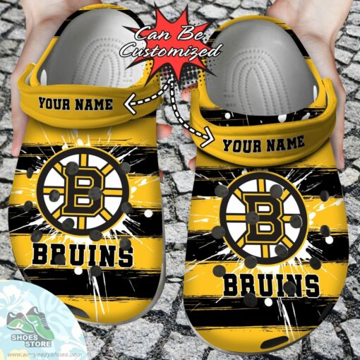 Personalized Boston Bruins Spoon Graphics Watercolour Clog Shoes, Hockey Crocs Shoes