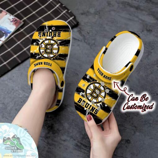 Personalized Boston Bruins Spoon Graphics Watercolour Clog Shoes, Hockey Crocs Shoes