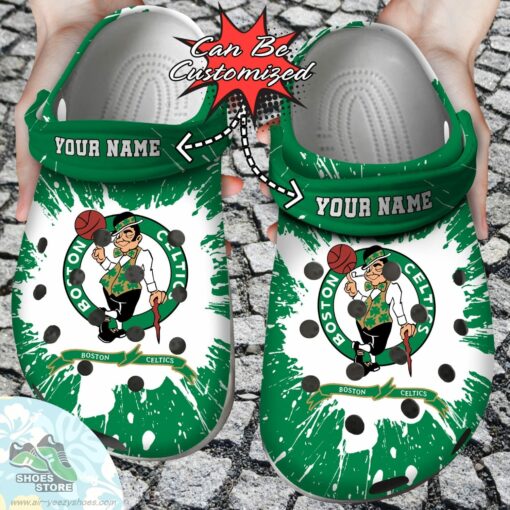 Personalized Boston Celtics Team Clog Shoes, Basketball Crocs Shoes