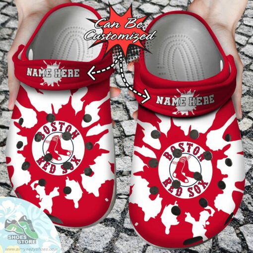 Personalized Boston Red Sox Color Splash Clog Shoes, Baseball Crocs  Shoes