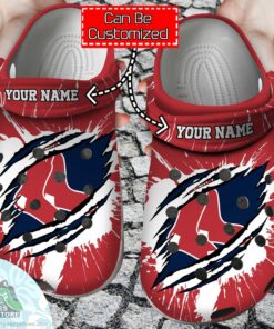 personalized boston red sox ripped claw baseball crocs shoes 1 vfz9yy