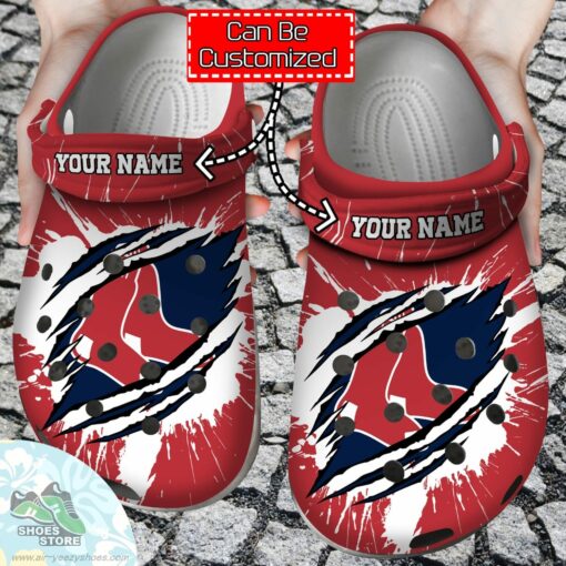 Personalized Boston Red Sox Ripped Claw Clog Shoes, Baseball Crocs  Shoes