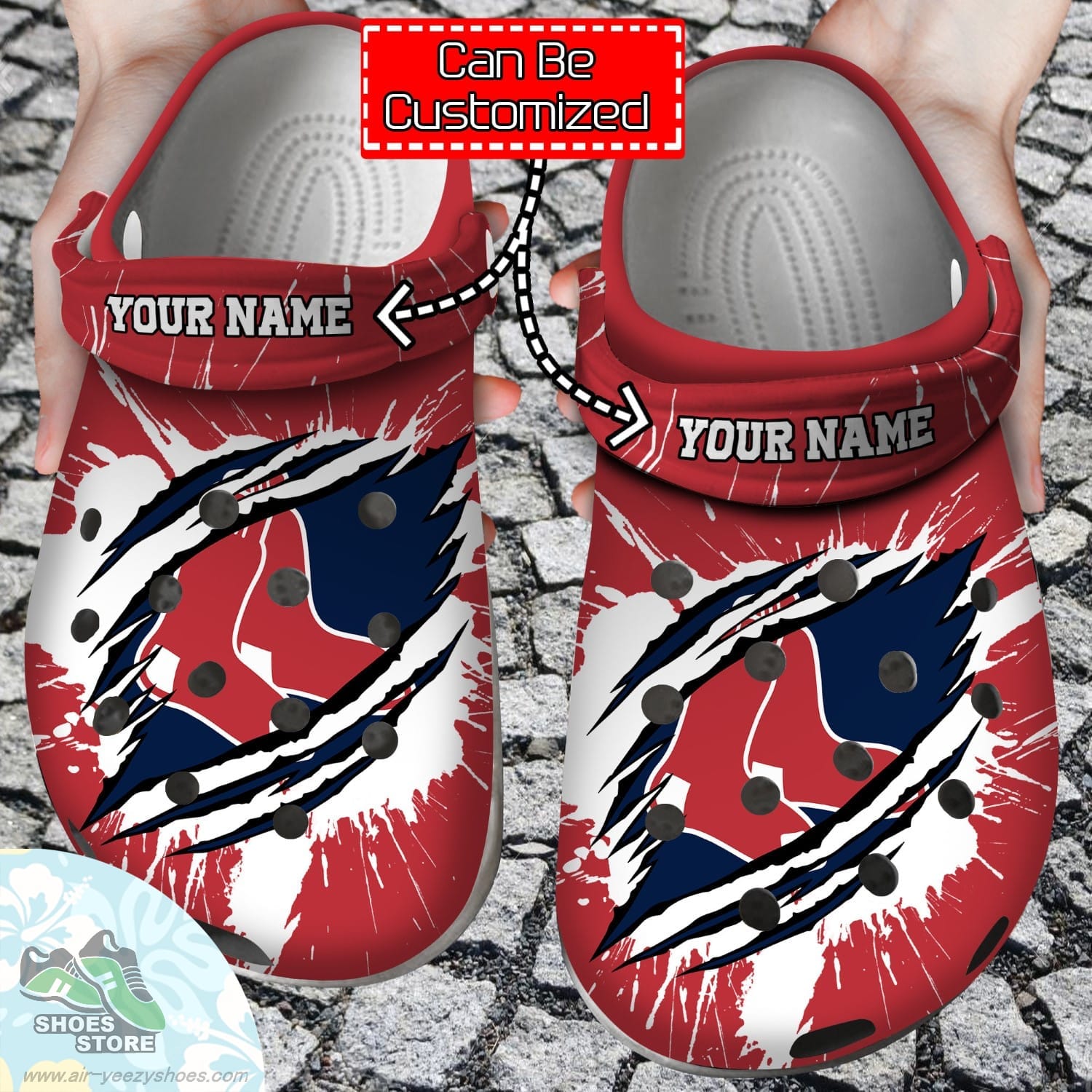 Personalized Boston Red Sox Ripped Claw Clog Shoes Baseball Crocs  Shoes