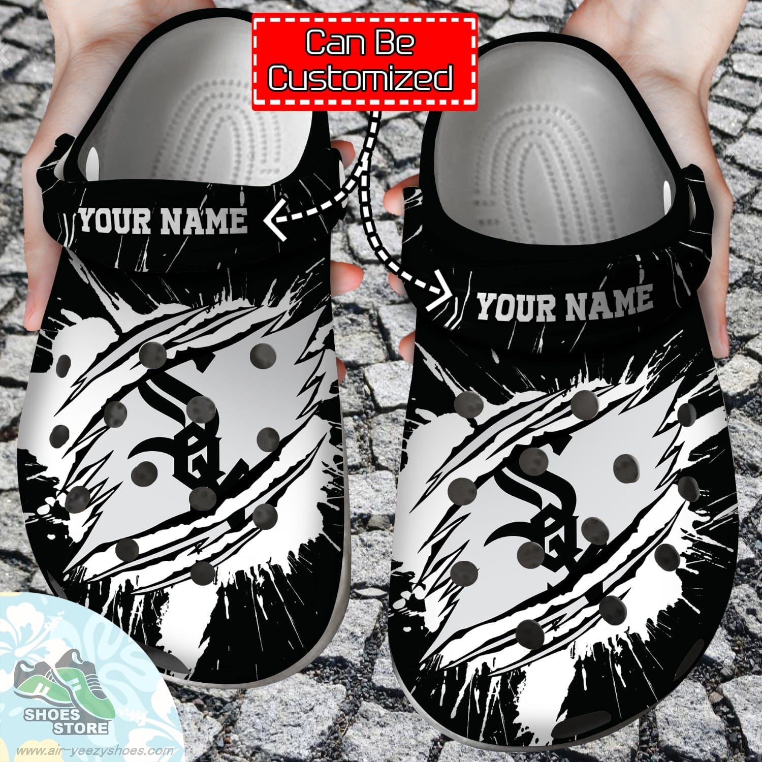 Personalized Chicago White Sox Ripped Claw Clog Shoes Baseball Crocs  Shoes