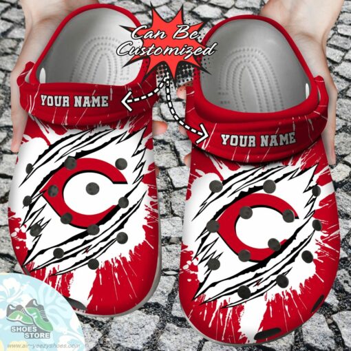 Personalized Cincinnati Reds Ripped Claw Clog Shoes, Baseball Crocs  Shoes