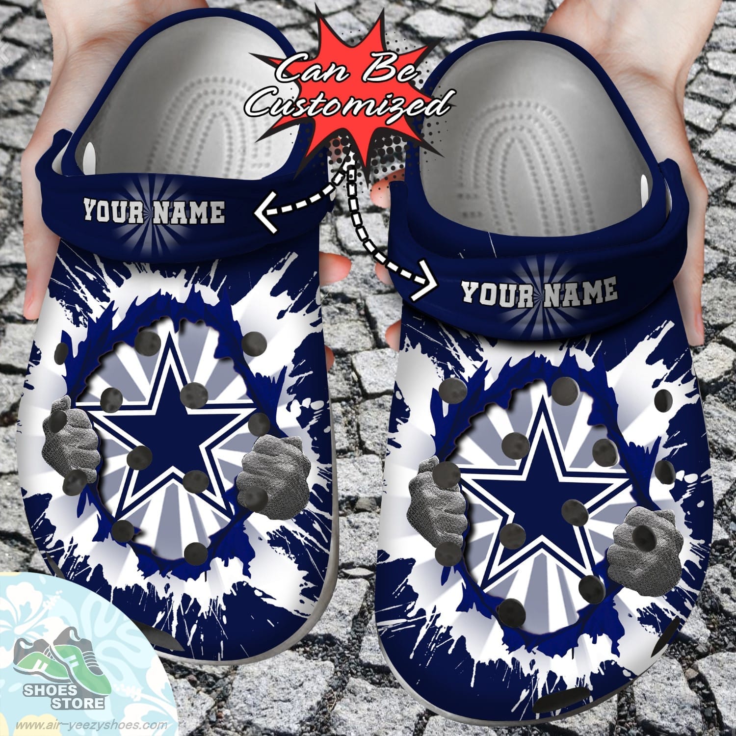 Personalized Dallas Cowboys Hands Ripping Light Clog Shoes Football Crocs Shoes
