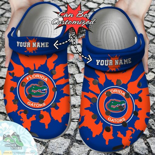 Personalized Florida Gators University Team Colors Splash Clog Shoes, Sport Crocs Shoes