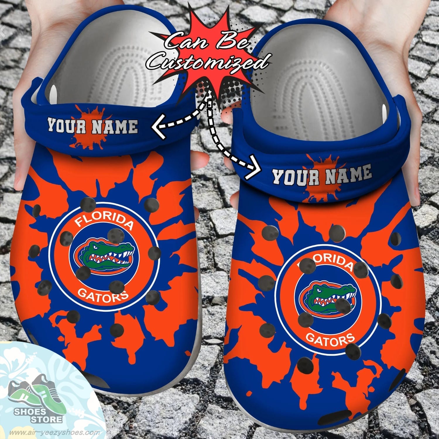 Personalized Florida Gators University Team Colors Splash Clog Shoes Sport Crocs Shoes