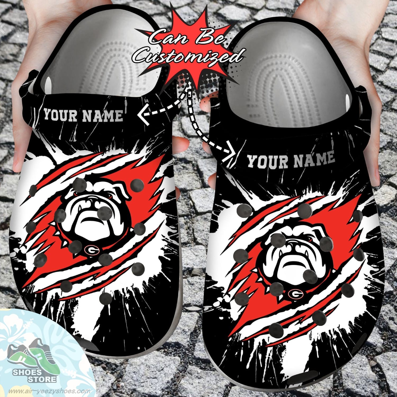 Personalized Georgia Bulldogs University Team Ripped Claw Clog Shoes Sport Crocs Shoes