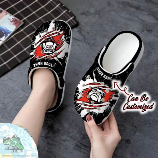 Personalized Georgia Bulldogs University Team Ripped Claw Clog Shoes, Sport Crocs Shoes