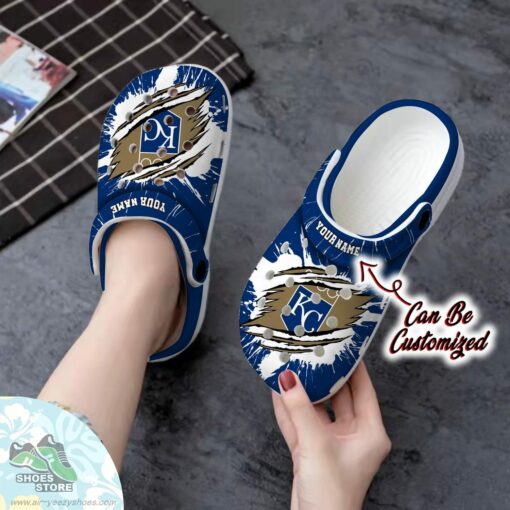 Personalized Kansas City Royals Ripped Claw Clog Shoes, Baseball Crocs  Shoes