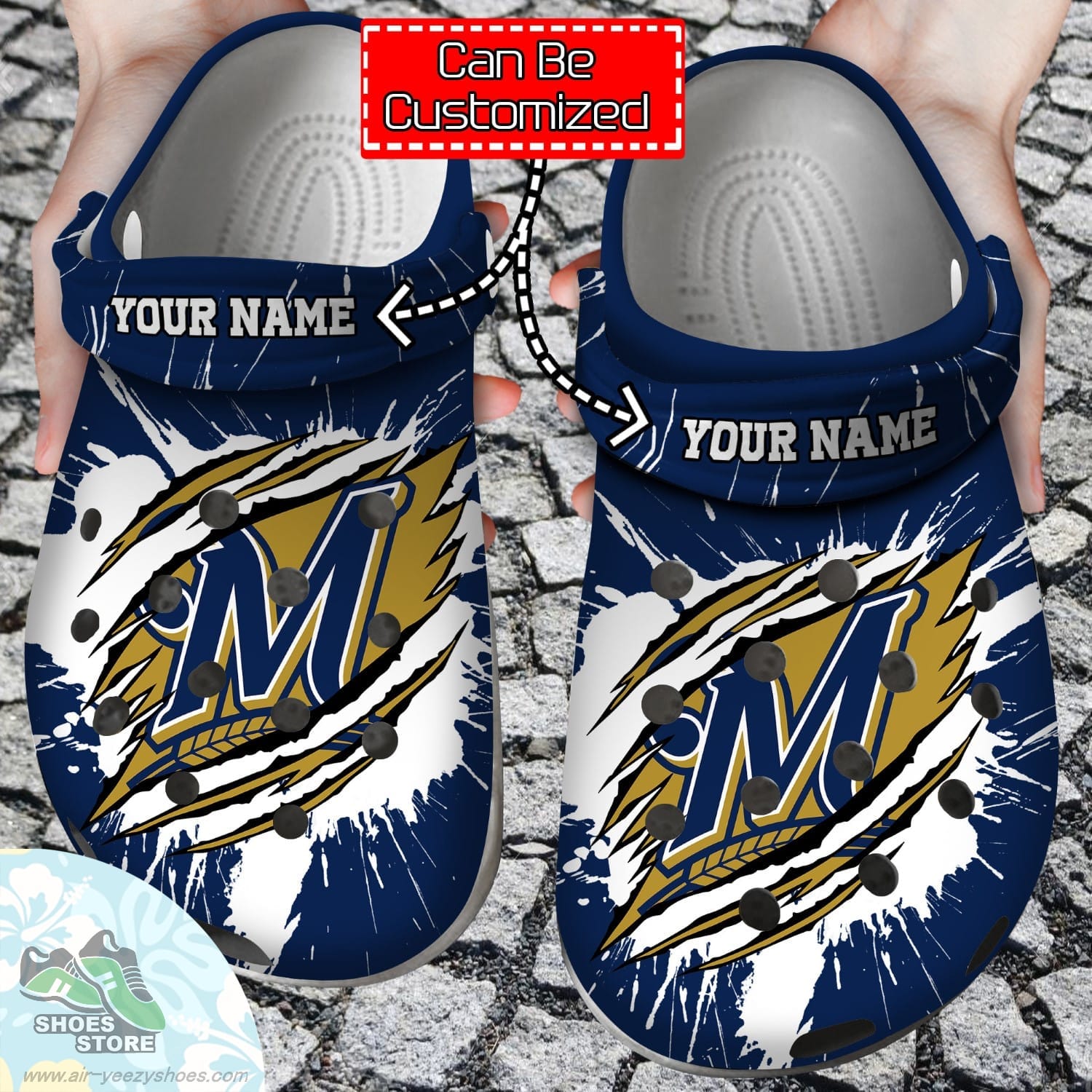 Personalized Milwaukee Brewers Ripped Claw Clog Shoes Baseball Crocs  Shoes