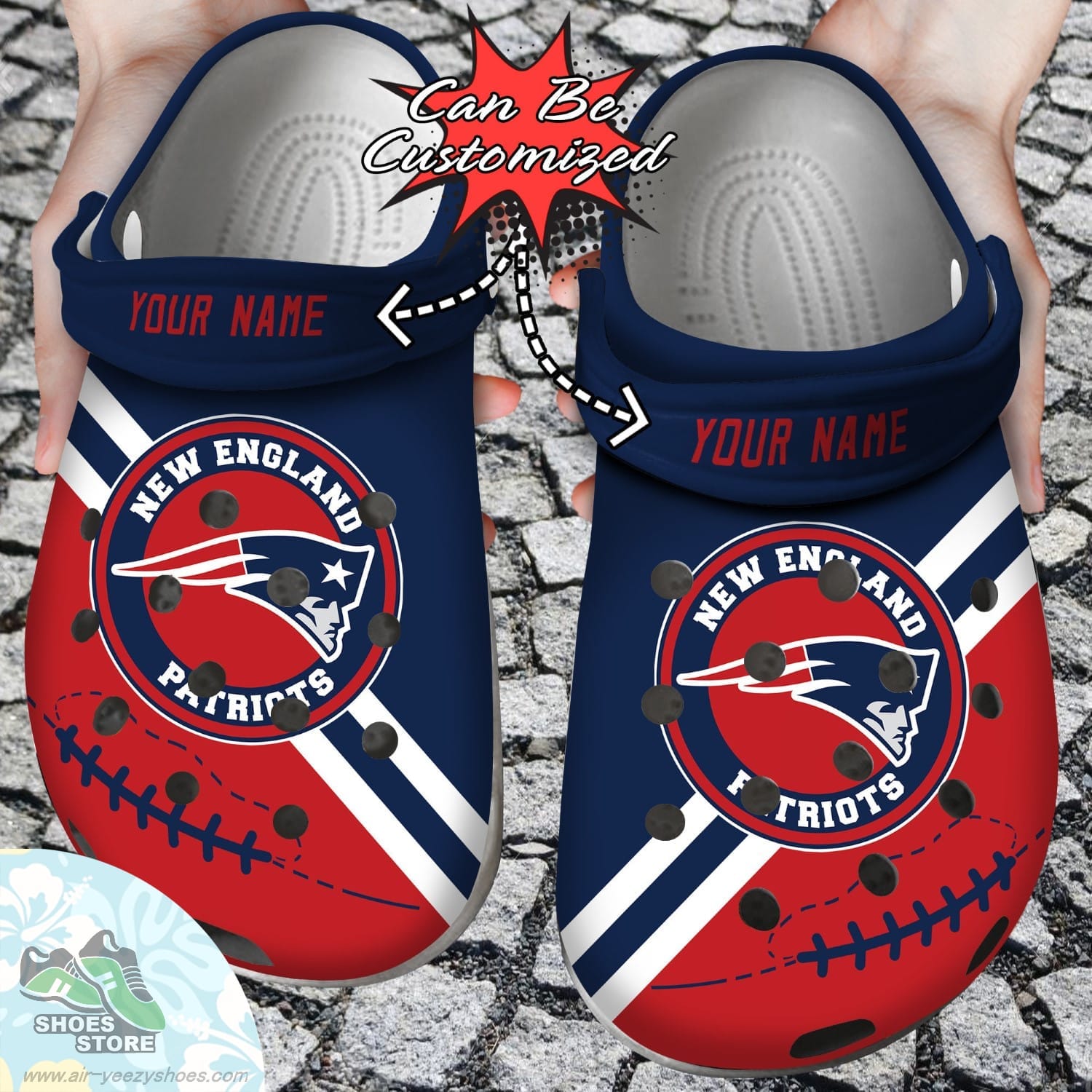 Personalized New England Patriots Football Team Rugby Clog Shoes Football Custom Crocs Shoes
