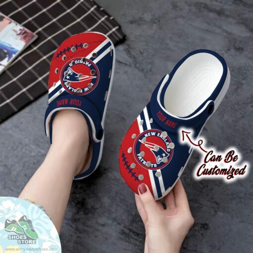 Personalized New England Patriots Football Team Rugby Clog Shoes, Football Custom Crocs Shoes