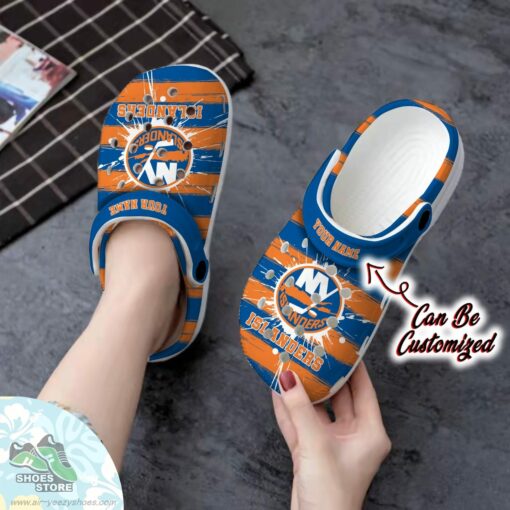 Personalized New York Islanders Spoon Graphics Watercolour Clog Shoes, Hockey Crocs Shoes