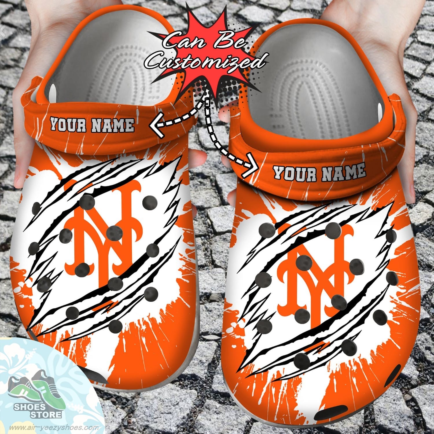 Personalized New York Mets Ripped Claw Clog Shoes Baseball Crocs  Shoes