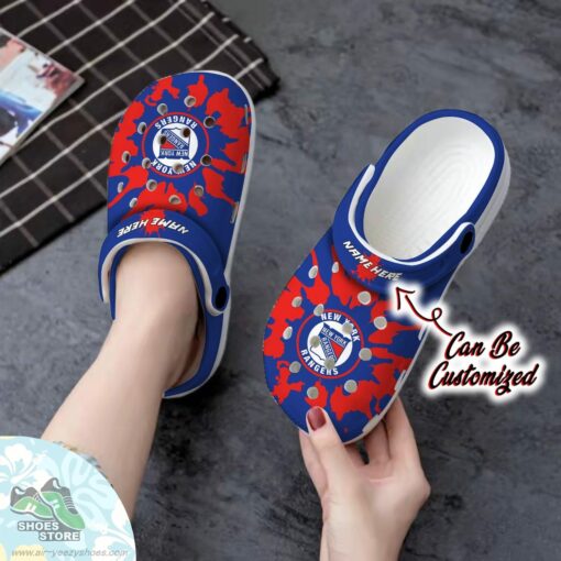 Personalized New York Rangers Color Splash Clog Shoes, Hockey Crocs Shoes