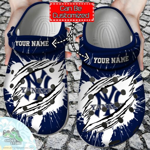 Personalized New York Yankees Ripped Claw Clog Shoes, Baseball Crocs  Shoes