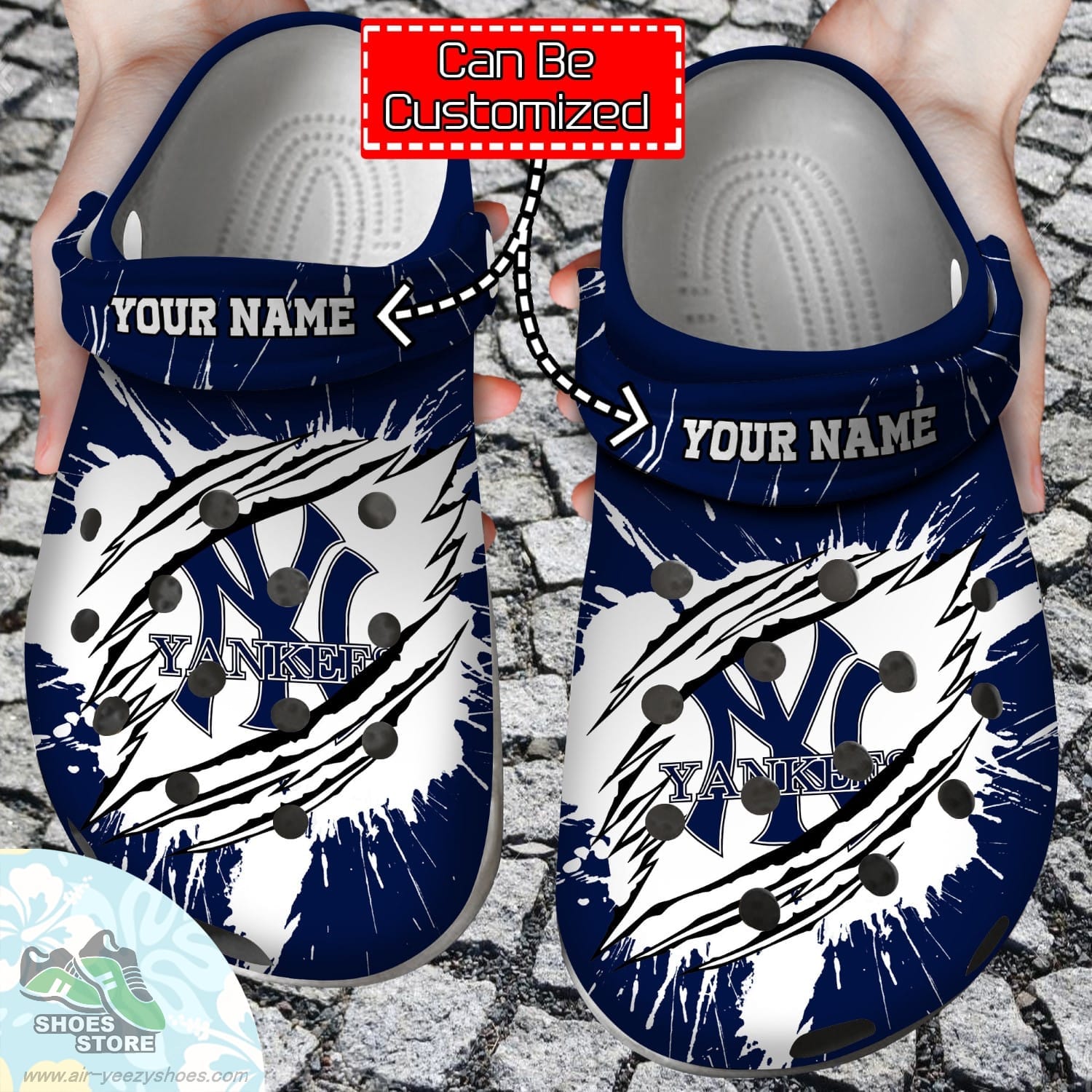 Personalized New York Yankees Ripped Claw Clog Shoes Baseball Crocs  Shoes