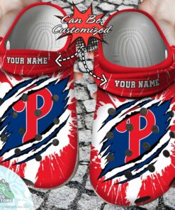 personalized philadelphia phillies ripped claw baseball crocs shoes 1 mxdfok
