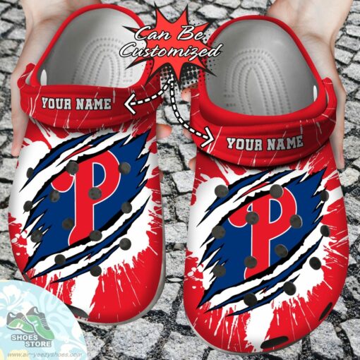 Personalized Philadelphia Phillies Ripped Claw Clog Shoes, Baseball Crocs  Shoes