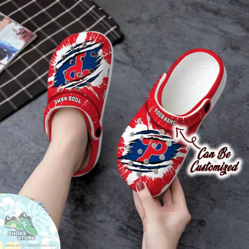 Personalized Philadelphia Phillies Ripped Claw Clog Shoes, Baseball Crocs  Shoes