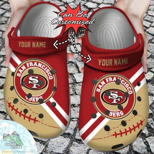 Personalized San Francisco 49ers Football Team Rugby Clog Shoes, Football Custom Crocs Shoes