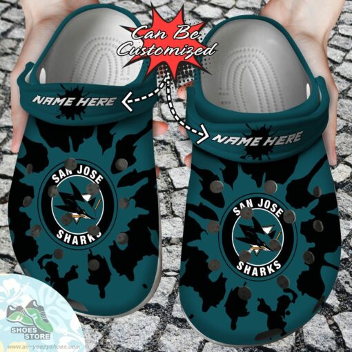 Personalized San Jose Sharks Color Splash Clog Shoes, Hockey Crocs Shoes