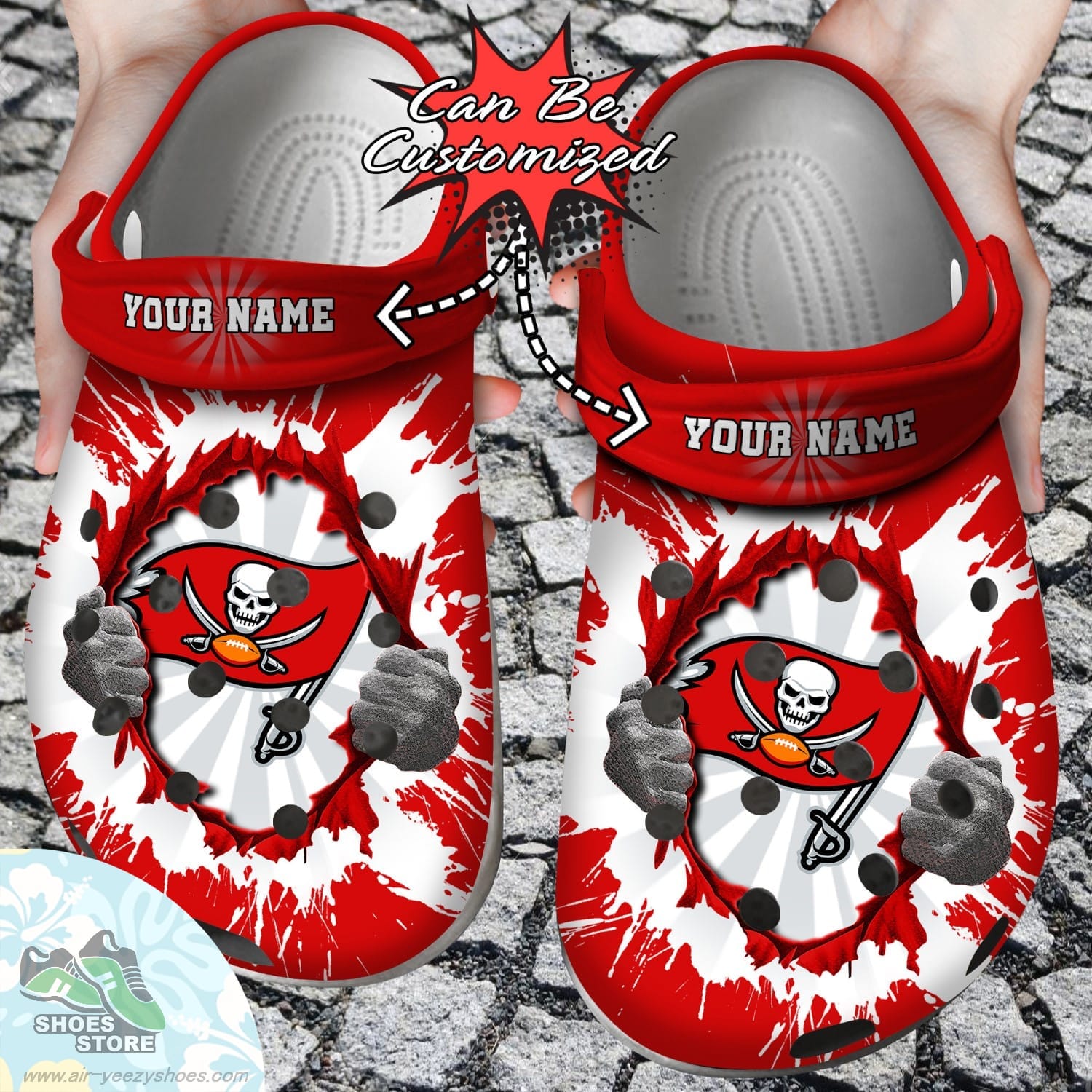 Personalized Tampa Bay Buccaneers Hands Ripping Light Clog Shoes Football Crocs Shoes