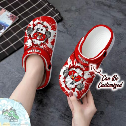 Personalized Tampa Bay Buccaneers Hands Ripping Light Clog Shoes, Football Crocs Shoes