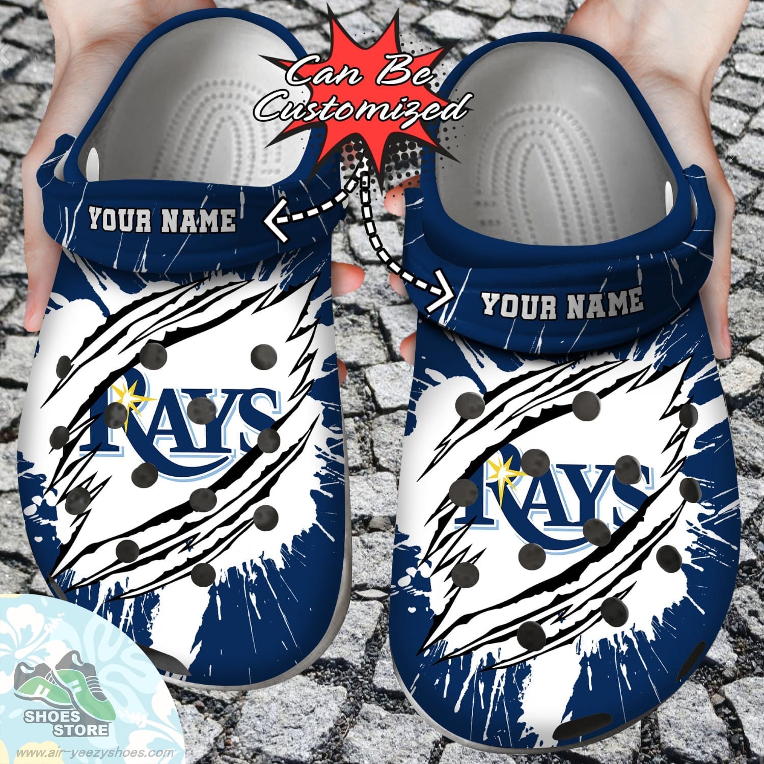 Personalized Tampa Bay Rays Ripped Claw Clog Shoes Baseball Crocs  Shoes