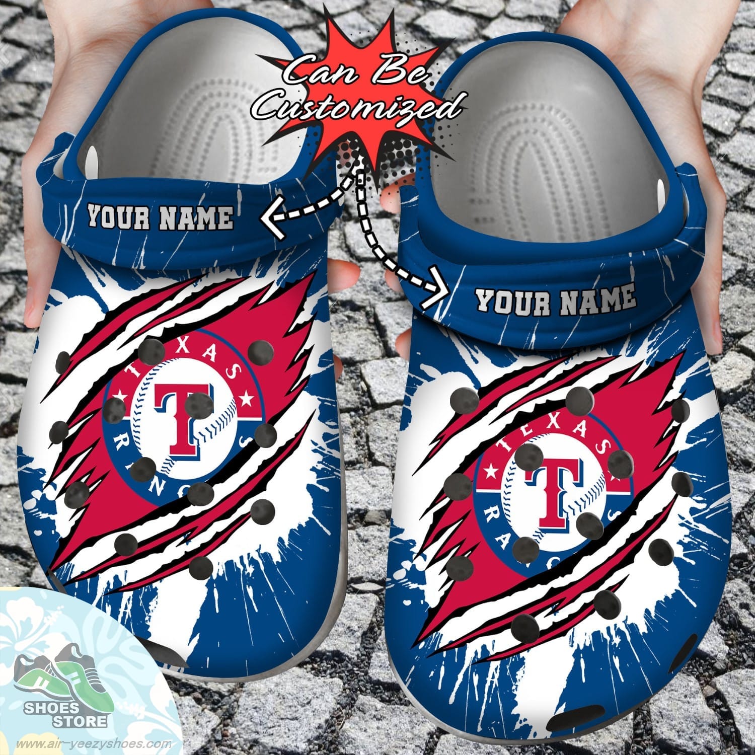Personalized Texas Rangers Ripped Claw Clog Shoes Baseball Crocs  Shoes