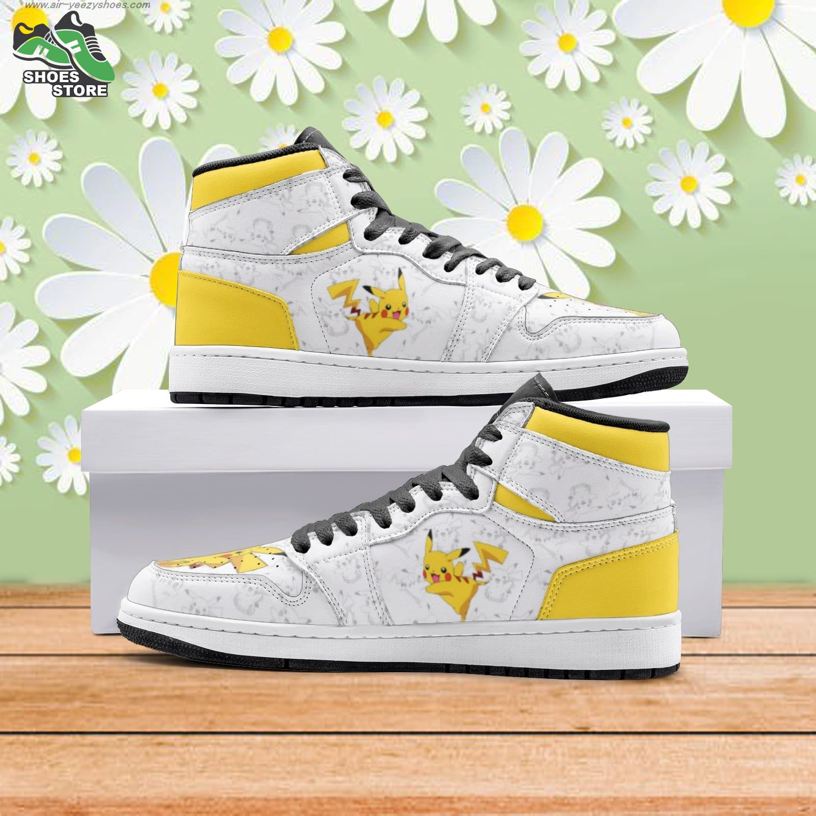 Pikachu Pokemon Mid  Basketball Shoes Gift for Anime Fan