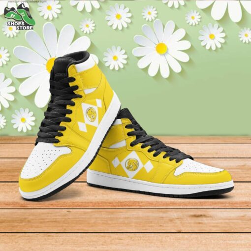 Power Rangers Yellow Mid 1 Basketball Shoes, Gift for Anime Fan