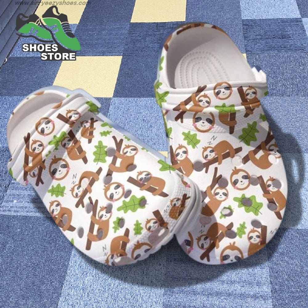 Sloth In Jungle Collection Shoes Sloth Cartoon Sloth Pattern Funny Moment Animal Crocs Shoes