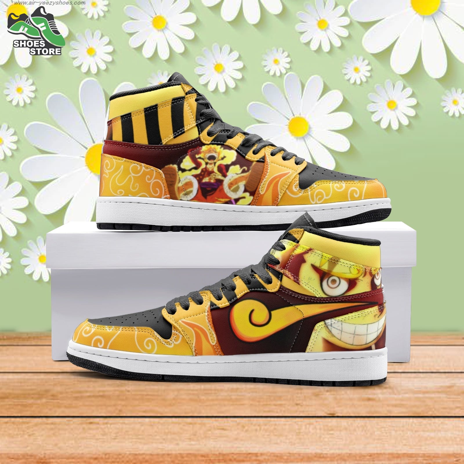 Sun God Luffy One Piece Mid  Basketball Shoes Gift for Anime Fan