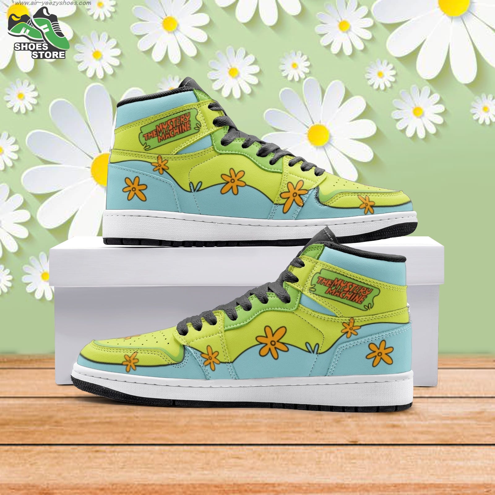 The Mystery Machine Scooby Doo Mid  Basketball Shoes Gift for Anime Fan