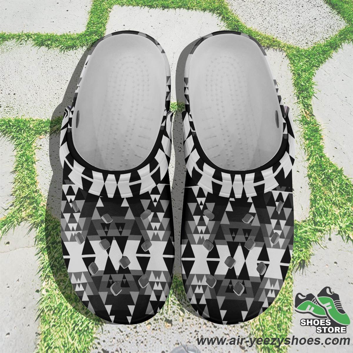 Writing on Stone Black and White Muddies Unisex Crocs Shoes