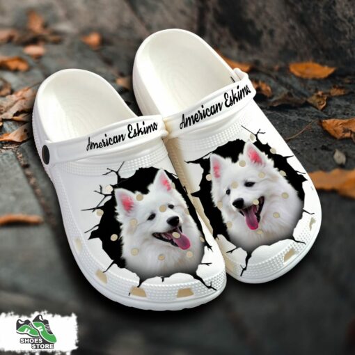 American Eskimo Custom Name Crocs Shoes, Love Dog Crocs