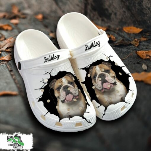 Bulldog Custom Name Crocs Shoes, Love Dog Crocs
