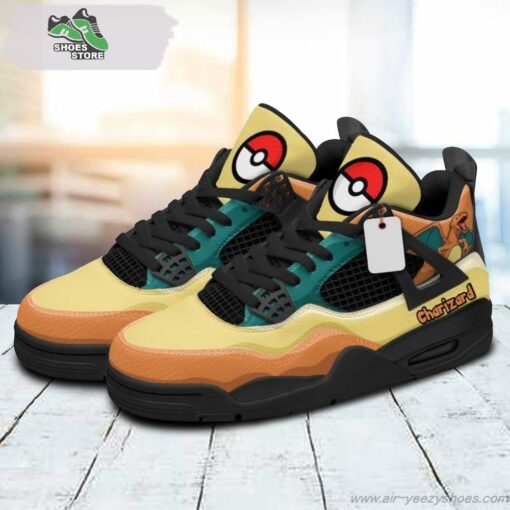 Charizard Jordan 4 Sneakers, Gift Shoes for Anime Fan
