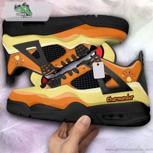 Charmander Jordan 4 Sneakers, Gift Shoes for Anime Fan
