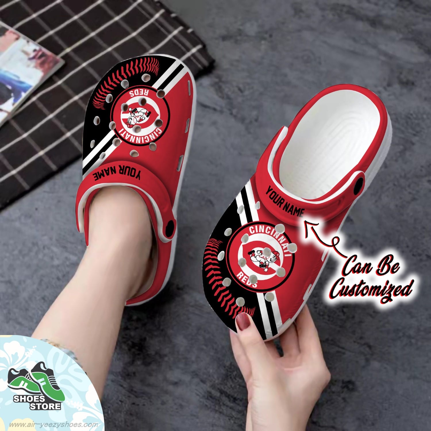 Cincinnati Reds Personalized Baseball Logo Team Clog Baseball Crocs Shoes