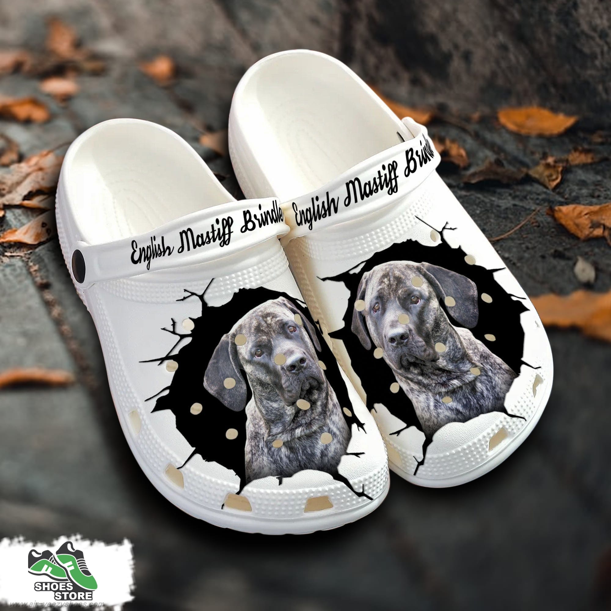 English Mastiff Brindle Custom Name Crocs Shoes Love Dog Crocs